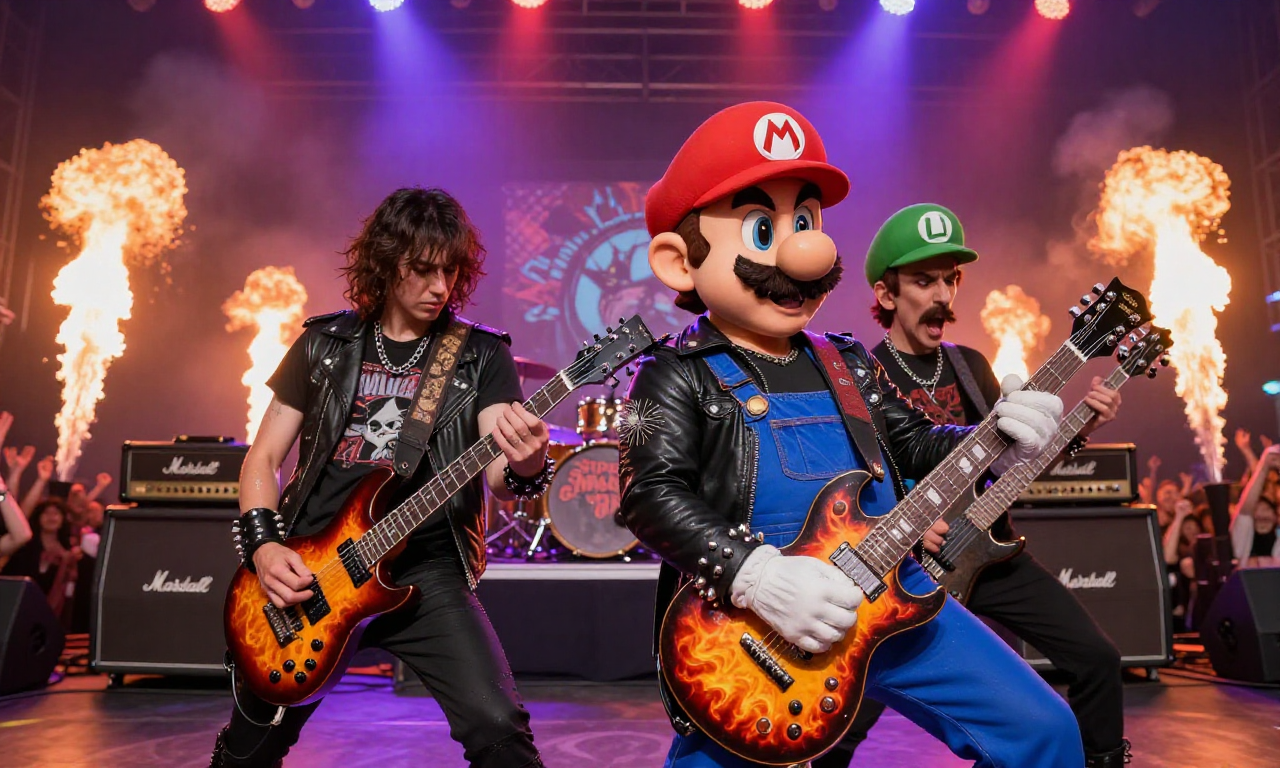 Mario Metal — look at Luigi's face and the guitar bodies